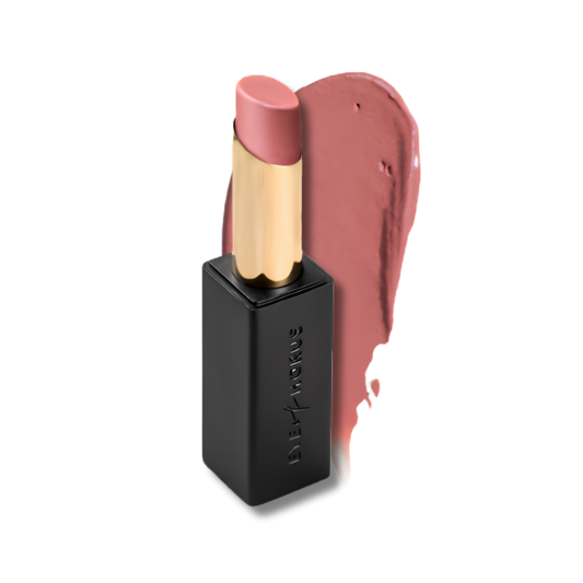 Lipstick with a swatch on a white background