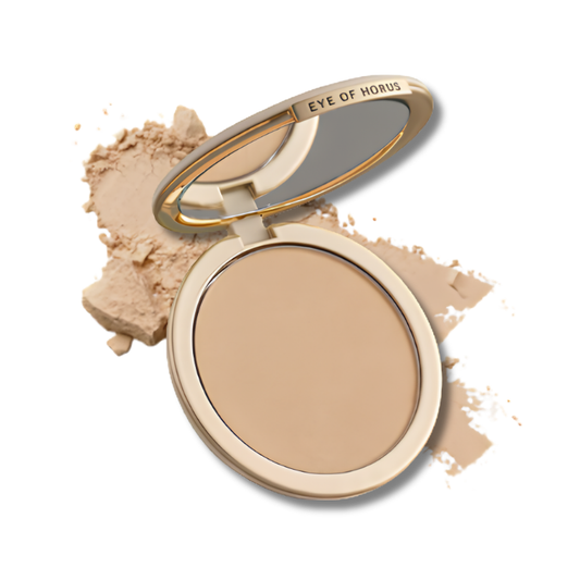 Eye Of Horus Pressed Powder supports an even complexion and helps maintain smooth shine controlled skin
