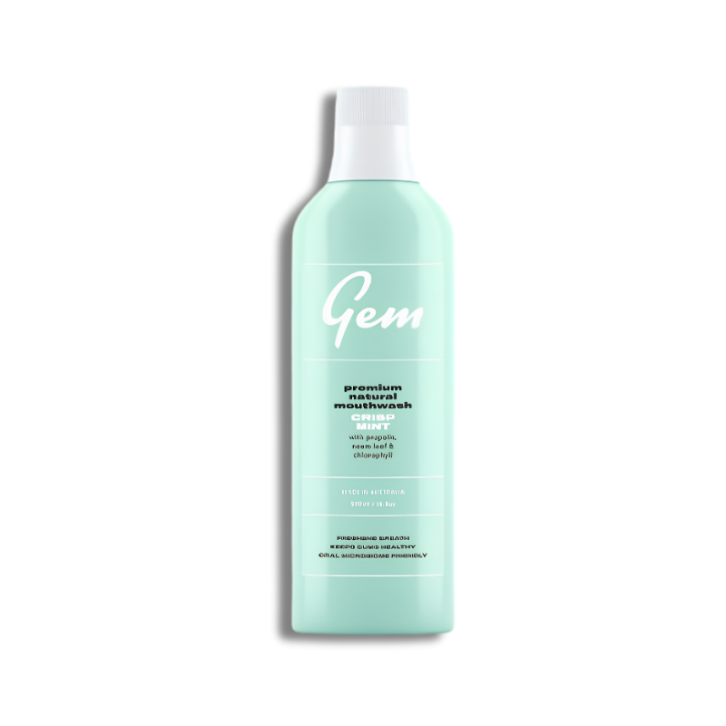 Gem Premium Natural Mouthwash Crisp Mint supports oral hygiene and helps maintain fresh breath and gum health