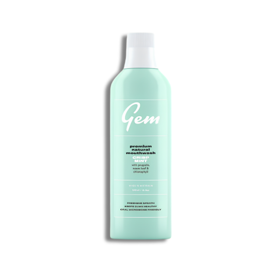 Gem Premium Natural Mouthwash Crisp Mint supports oral hygiene and helps maintain fresh breath and gum health