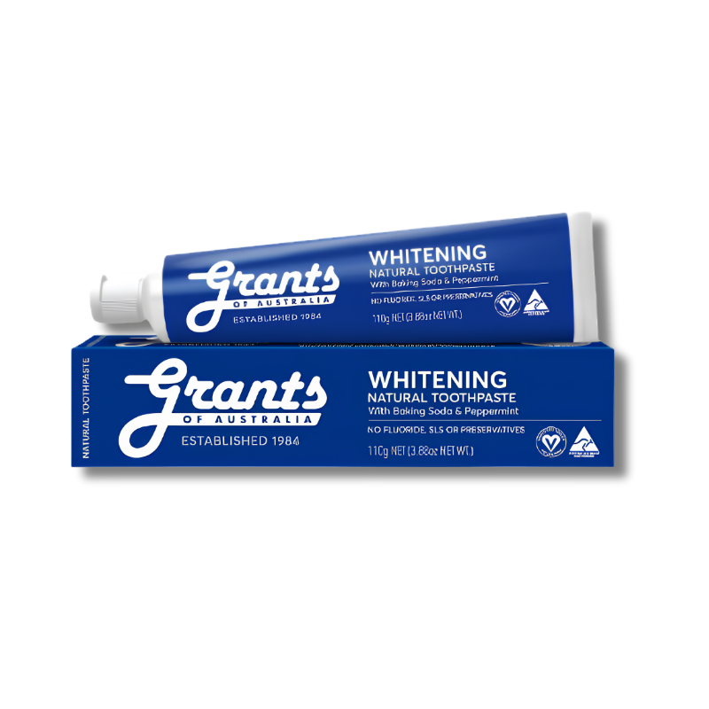 Tube of Grants Whitening Natural Toothpaste on a white background