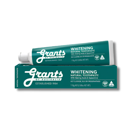 Tube of Grants Whitening Natural Toothpaste on a white background