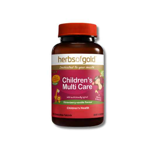 Herbs of Gold Children’s Multi Care tablets support general wellbeing as a multivitamin supplement for children.