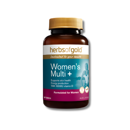 Herbs of Gold Women’s Multi + tablets for energy production and skin health support