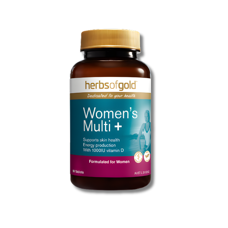 Herbs of Gold Women’s Multi + tablets for energy production and skin health support