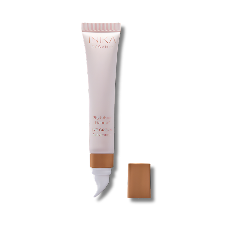 INIKA Organic Phytofuse Renew Eye Cream tube with applicator tip