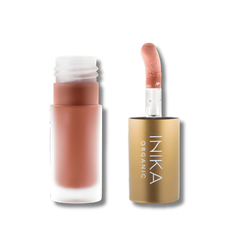 INIKA Organic Tinted Lip Oil in Blossom shade with nourishing glossy finish
