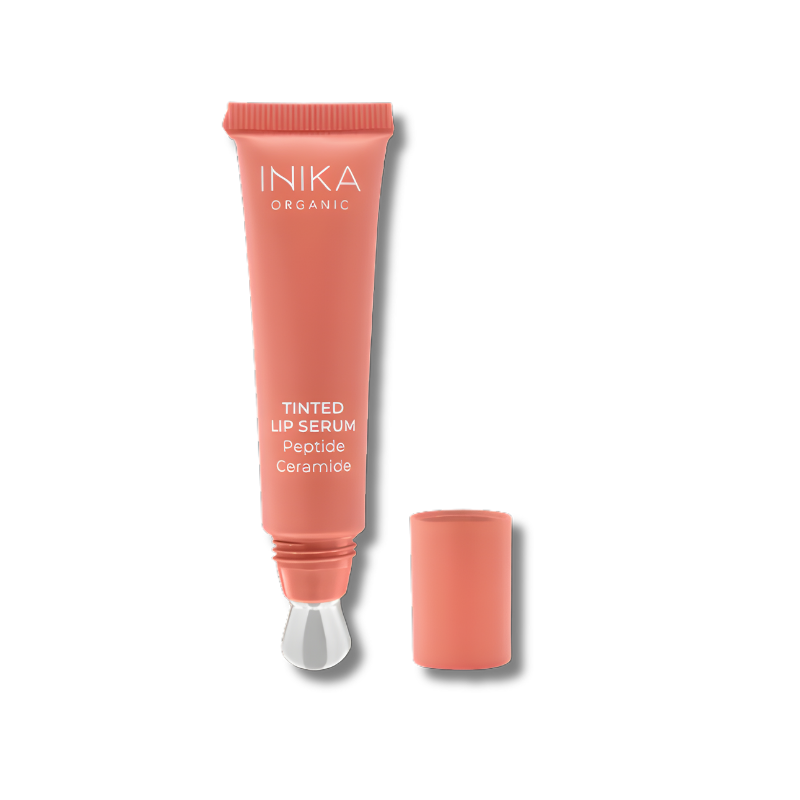 INIKA Organic Tinted Lip Serum in Blush shade with hydrating glossy finish