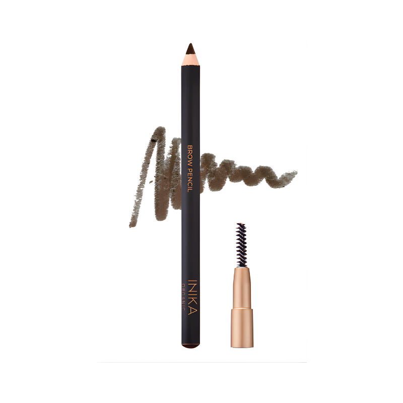 INIKA Organic Brow Pencil Dark Brunette with spoolie brush