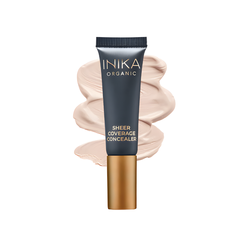 INIKA Organic Sheer Coverage Concealer in Porcelain shade with lightweight natural finish