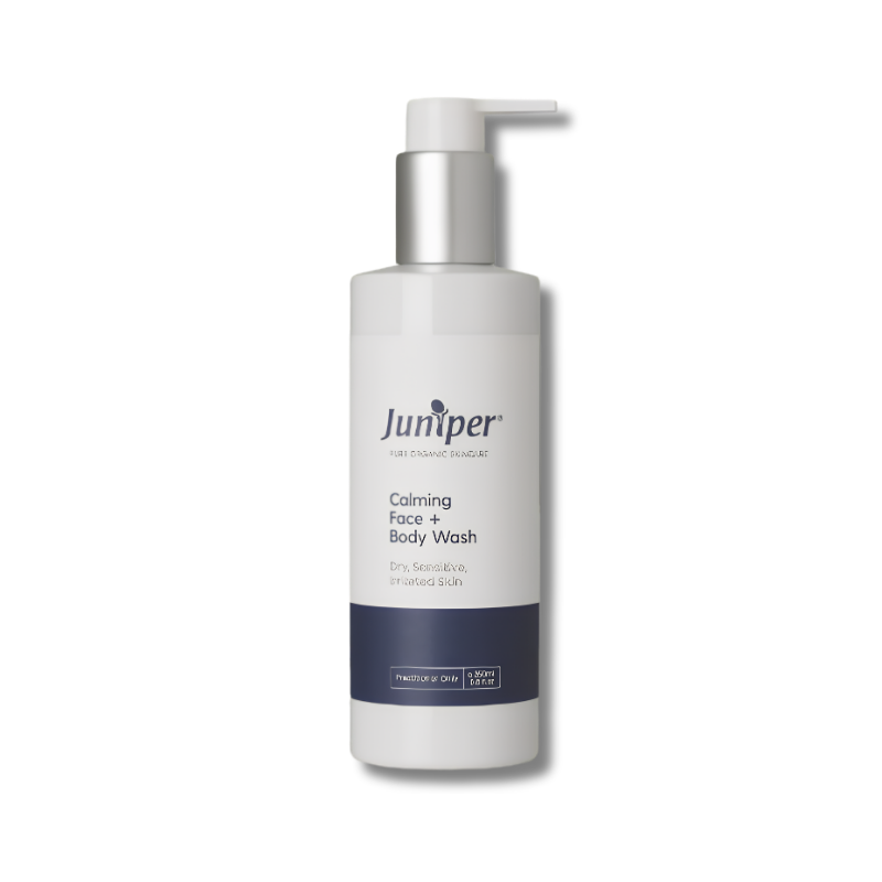 Juniper Calming Face and Body Wash supports gentle cleansing and helps maintain hydrated comfortable skin