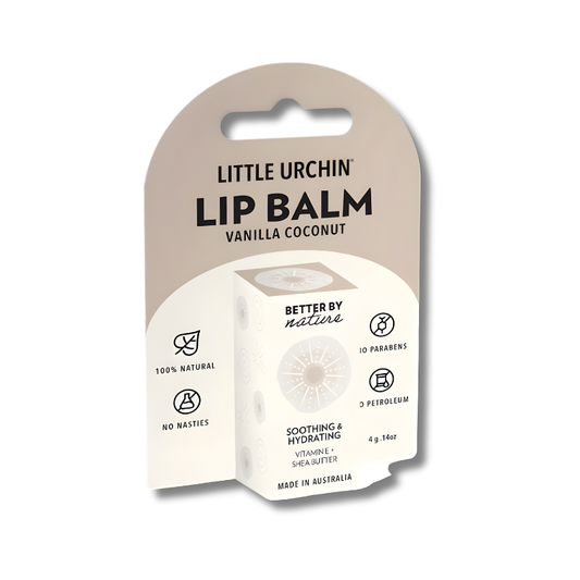 vanilla coconut and beeswax for soft, hydrated lips - Australian made