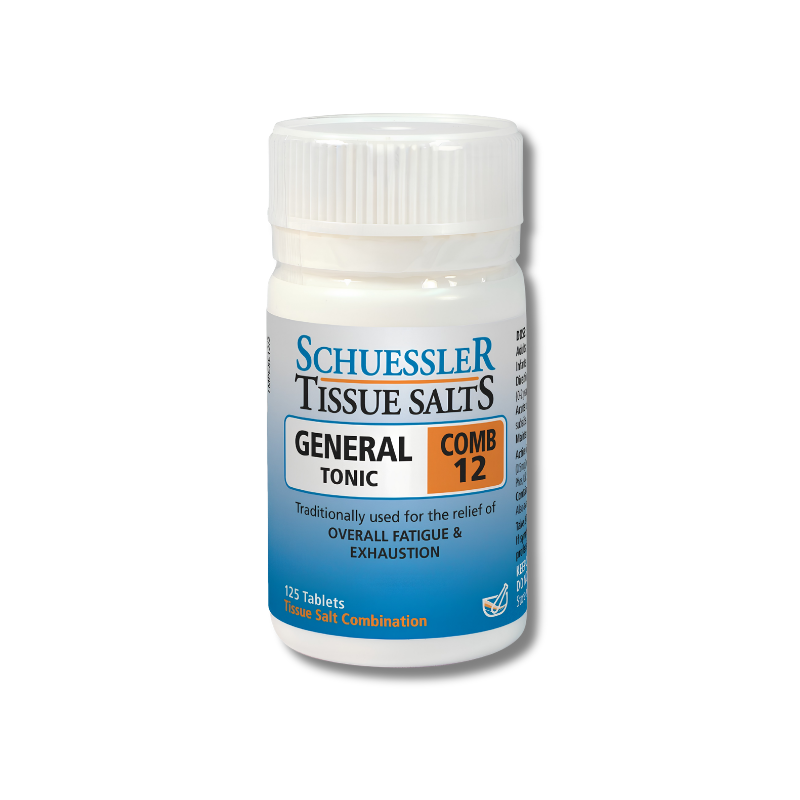 Comb 12 General Tonic supports general wellbeing and mental fatigue relief as a tonic supplement for daily use. 125 tablets.