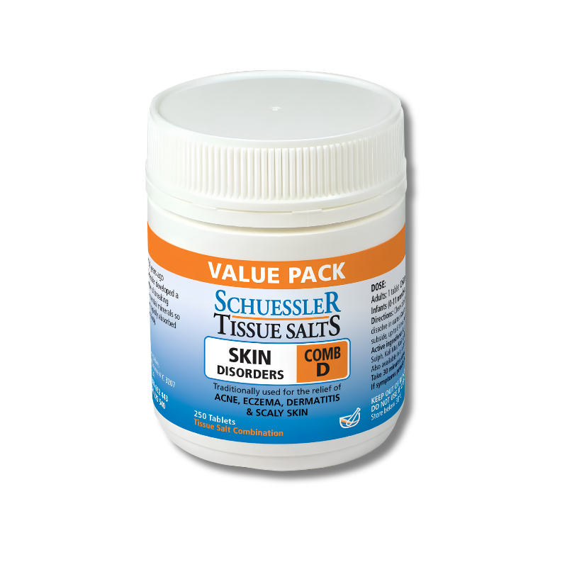 Schuessler Tissue Salts container for skin disorders on a white background