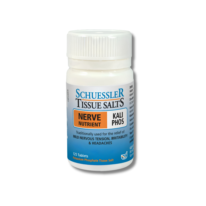 Schuessler Tissue Salts Nerve Nutrient Kali Phos bottle on a white background