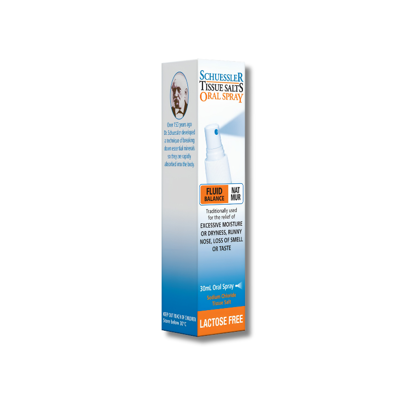 Schuessler Tissue Salts Oral Spray packaging on a white background
