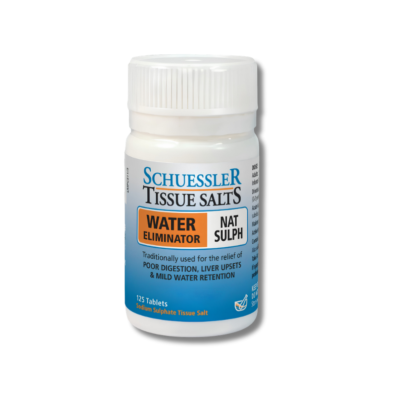 Nat Sulph supports fluid balance and liver function as a tissue salt supplement for daily use