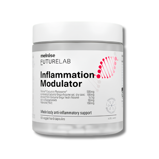 Melrose FutureLab Inflammation Modulator supplement container on a white background