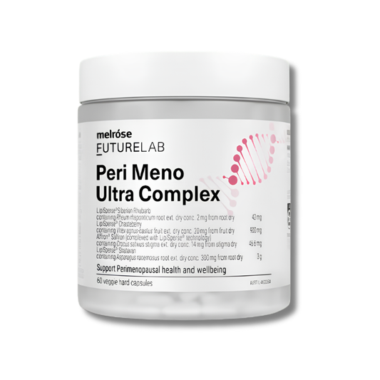 Melrose FutureLab Peri Meno Ultra Complex supports perimenopausal health and helps maintain general wellbeing in women