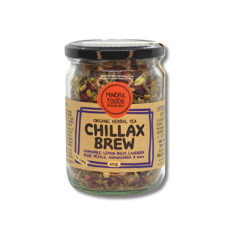 Calming herbal sleep support tea with chamomile and valerian