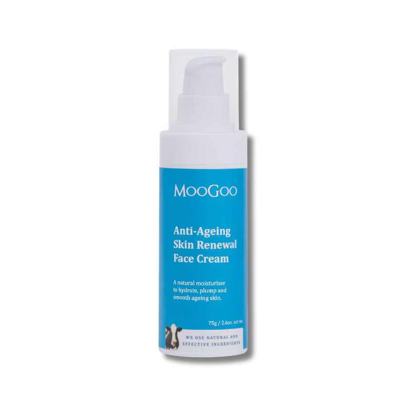 MooGoo Anti Ageing Skin Renewal Face Cream supports skin hydration and helps maintain smooth firm looking skin