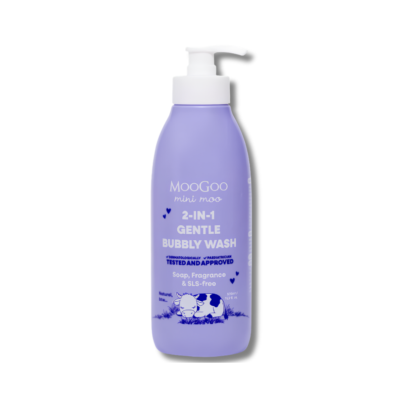 MooGoo Mini Moo 2 in 1 Gentle Bubbly Wash supports gentle cleansing and helps maintain soft hydrated skin