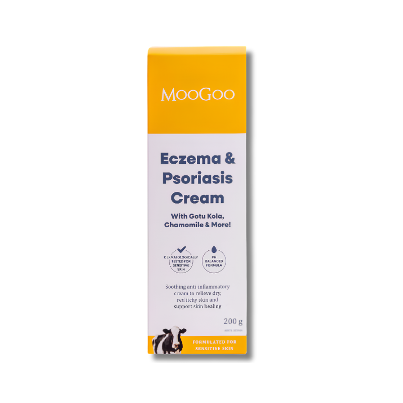 MooGoo Eczema and Psoriasis Cream supports skin hydration and helps maintain calm comfortable skin