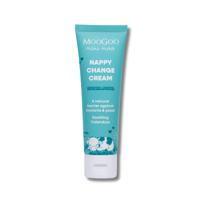 MooGoo Mini Moo Nappy Change Cream supports skin protection and helps maintain soft comfortable baby skin