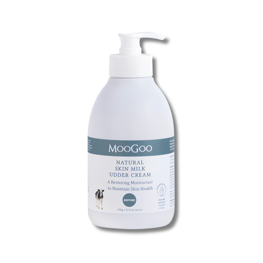 MooGoo Skin Milk Udder Cream supports skin hydration and helps maintain soft protected skin