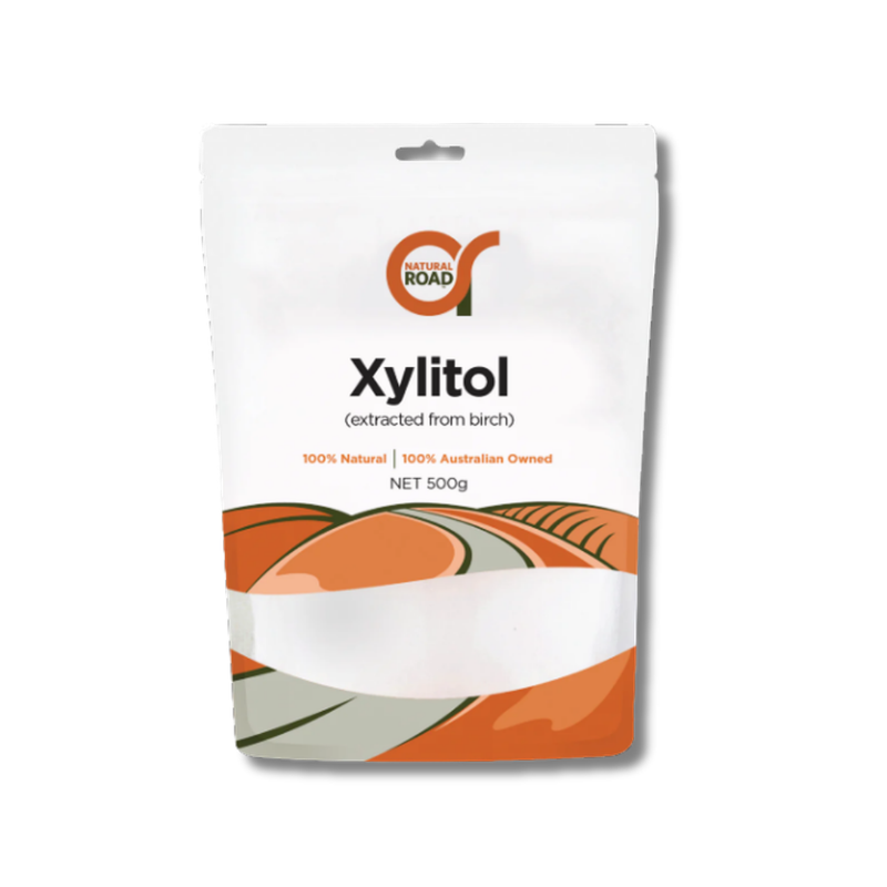 Package of Xylitol extract from birch by Natural Road on a white background