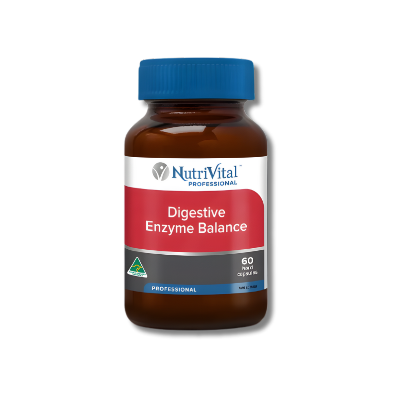 Nutrivital Digestive Enzyme Balance – professional formula supporting healthy digestion and nutrient absorption with plant enzymes.