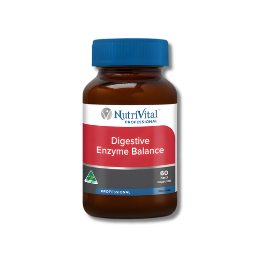 Nutrivital Digestive Enzyme Balance – professional formula supporting healthy digestion and nutrient absorption with plant enzymes.