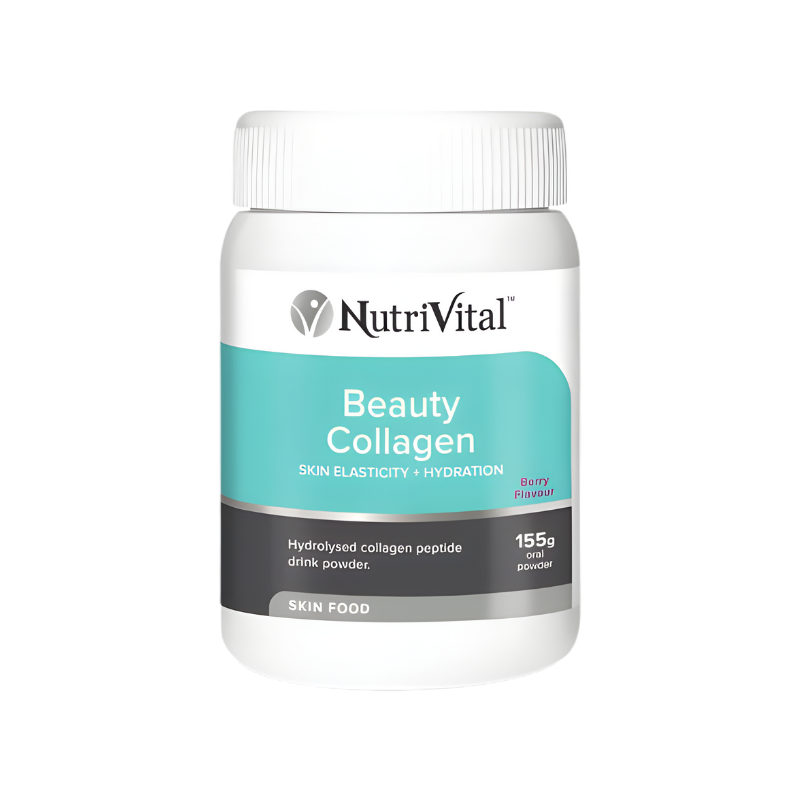 Nutrivital Beauty Collagen – hydrolysed collagen powder to support skin elasticity, hydration, and healthy glowing skin.