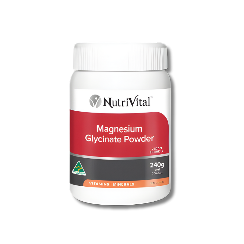 Nutrivital Magnesium Glycinate Powder – high-absorption magnesium supplement for muscle, nerve, and energy support.