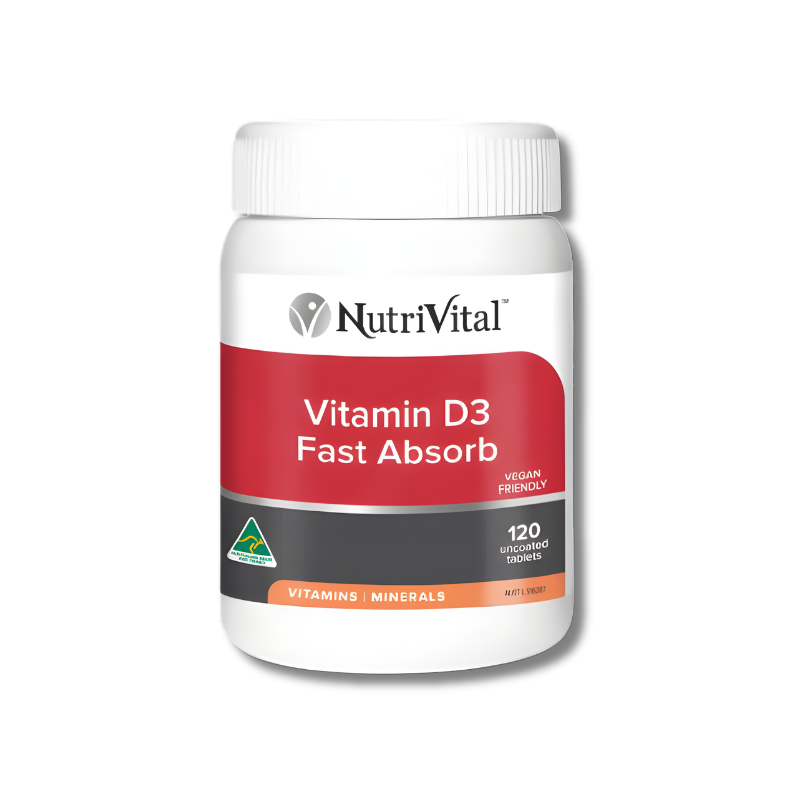 NutriVital Vitamin D3 supplement bottle on a white background