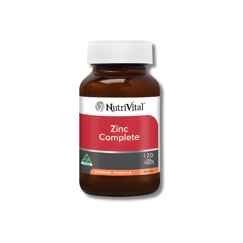 NutriVital Zinc Complete 120 tablets supports immune system function and general wellbeing as a zinc supplement.