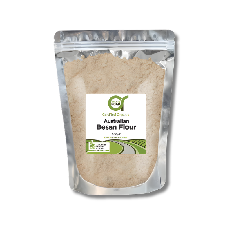 Packaged Australian Besan Flour with a visible brand label on a white background