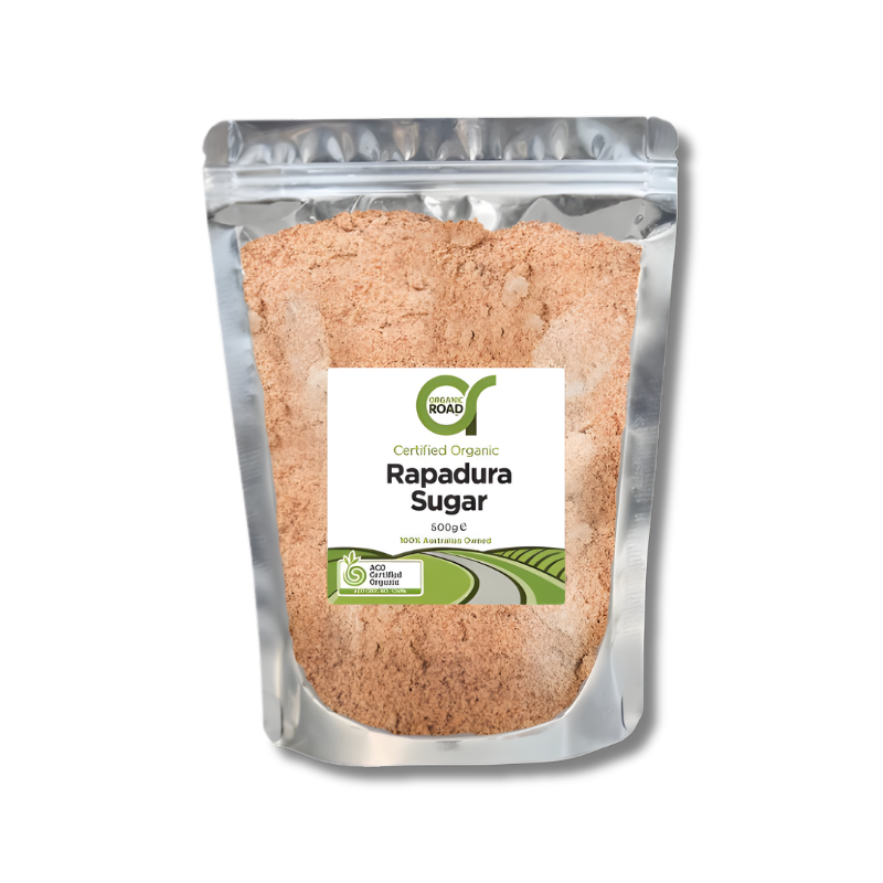 Packaging of Rapadura Sugar with a visible brand label on a white background