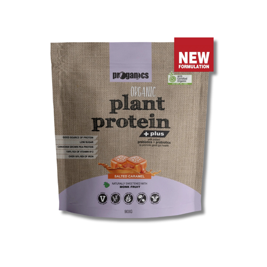 Organic plant-based protein powder with probiotics, vitamins, and minerals for muscle recovery, energy, and digestive health