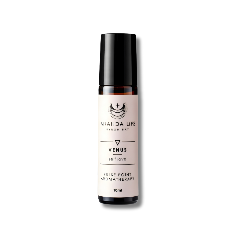 Ananda Life Venus Pulse Point Aromatherapy Oil supports relaxation through topical aromatherapy use.