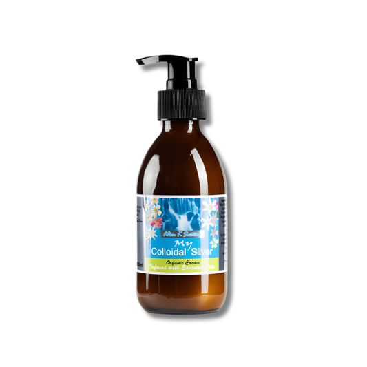 Allan Sutton’s My Colloidal Silver Organic Scented Lotion 200ml – soothing natural cream infused with colloidal silver to protect, repair, and nourish skin.