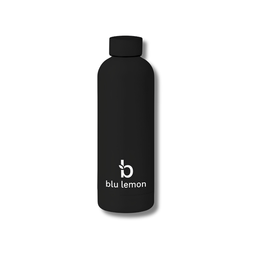 Black blu lemon bottle on a white background