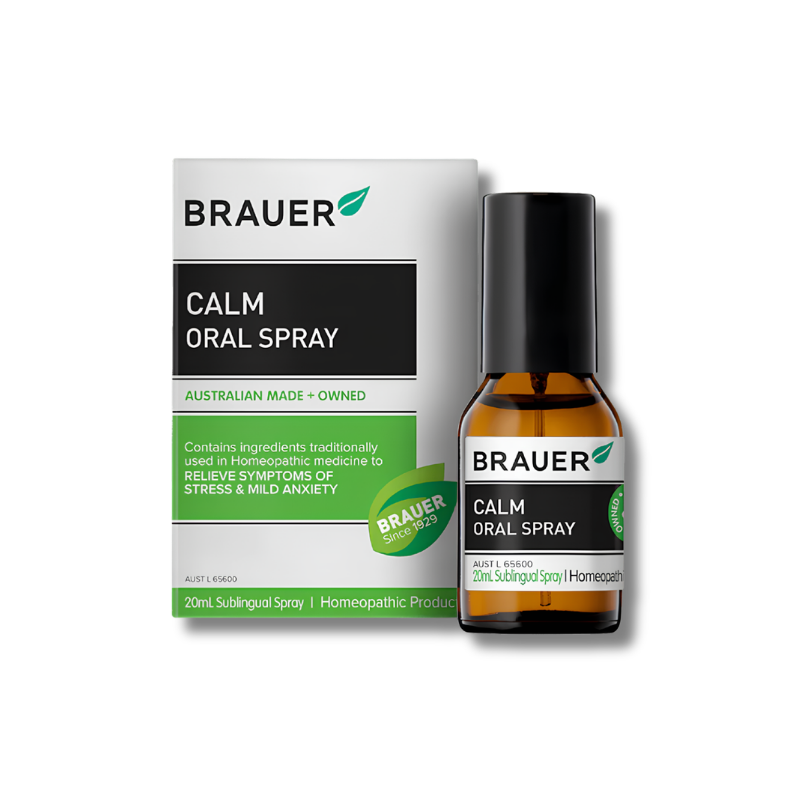 Brauer Calm Oral Spray packaging on a white background