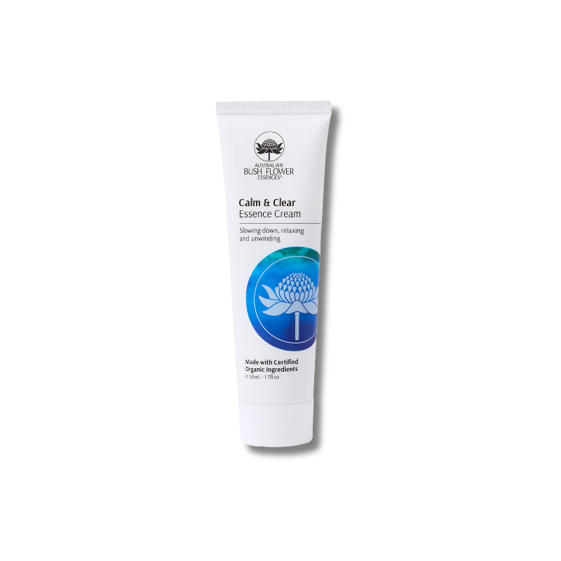 Tube of 'Calm & Clear Essence Cream' on a white background
