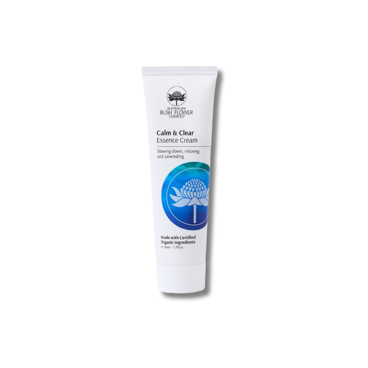 Tube of 'Calm & Clear Essence Cream' on a white background