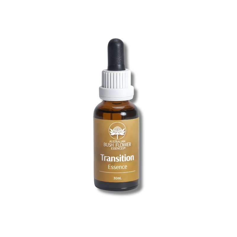 Bottle of Transition Essence with a dropper on a white background