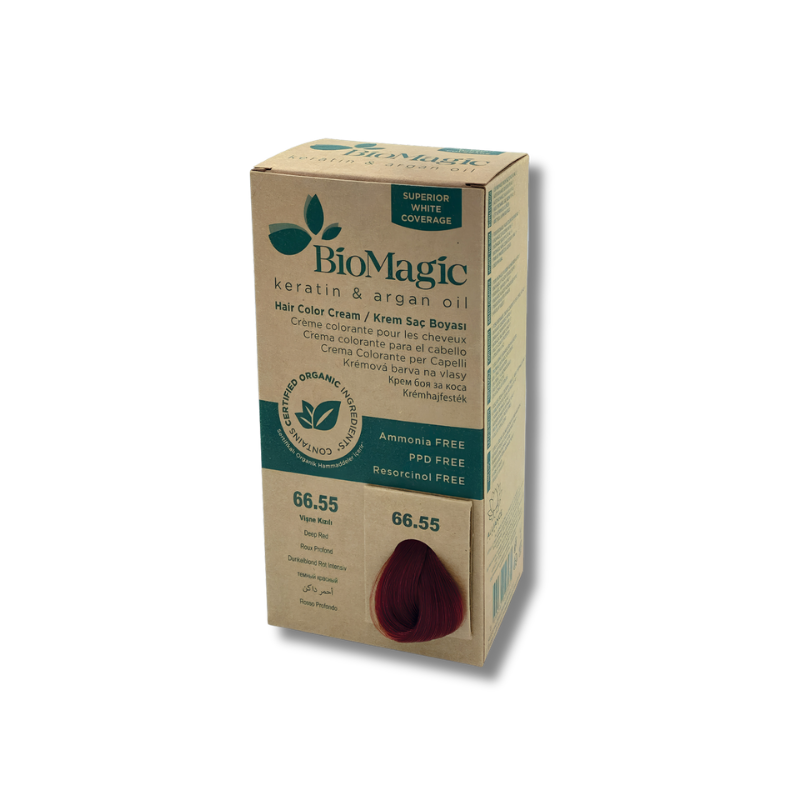 BioMagic hair color cream box on a white background