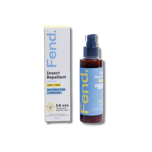 Fend insect repellent bottle and packaging on a white background