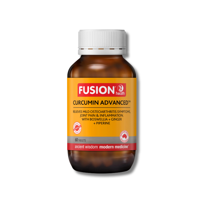 Fusion Curcumin Advanced supplement bottle on a white background
