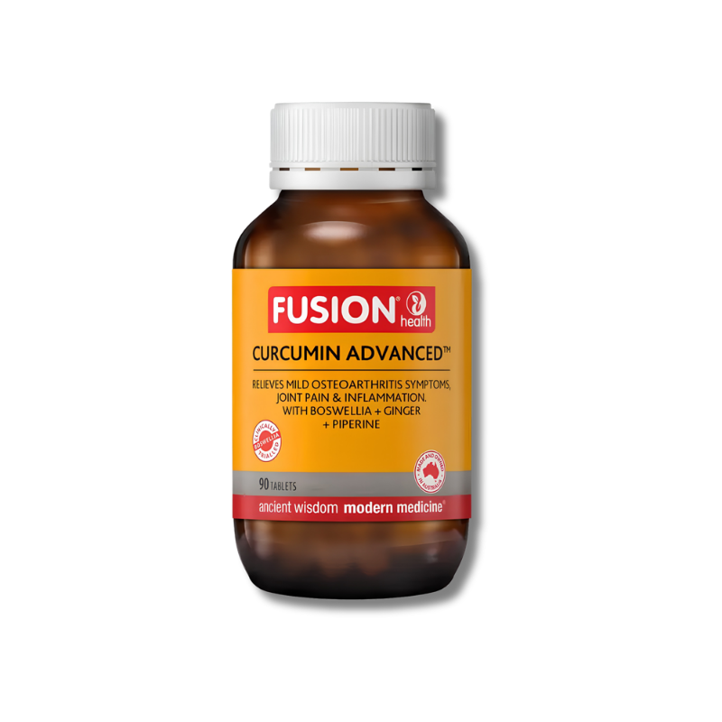 Fusion Curcumin Advanced supplement bottle on a white background